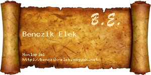 Benczik Elek névjegykártya