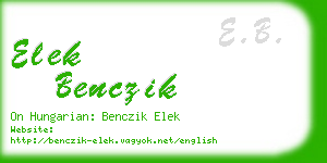 elek benczik business card